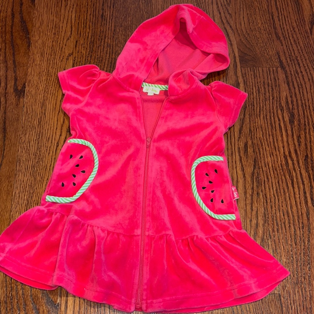 Boutique Le top watermelon cover up with hood- size 24m